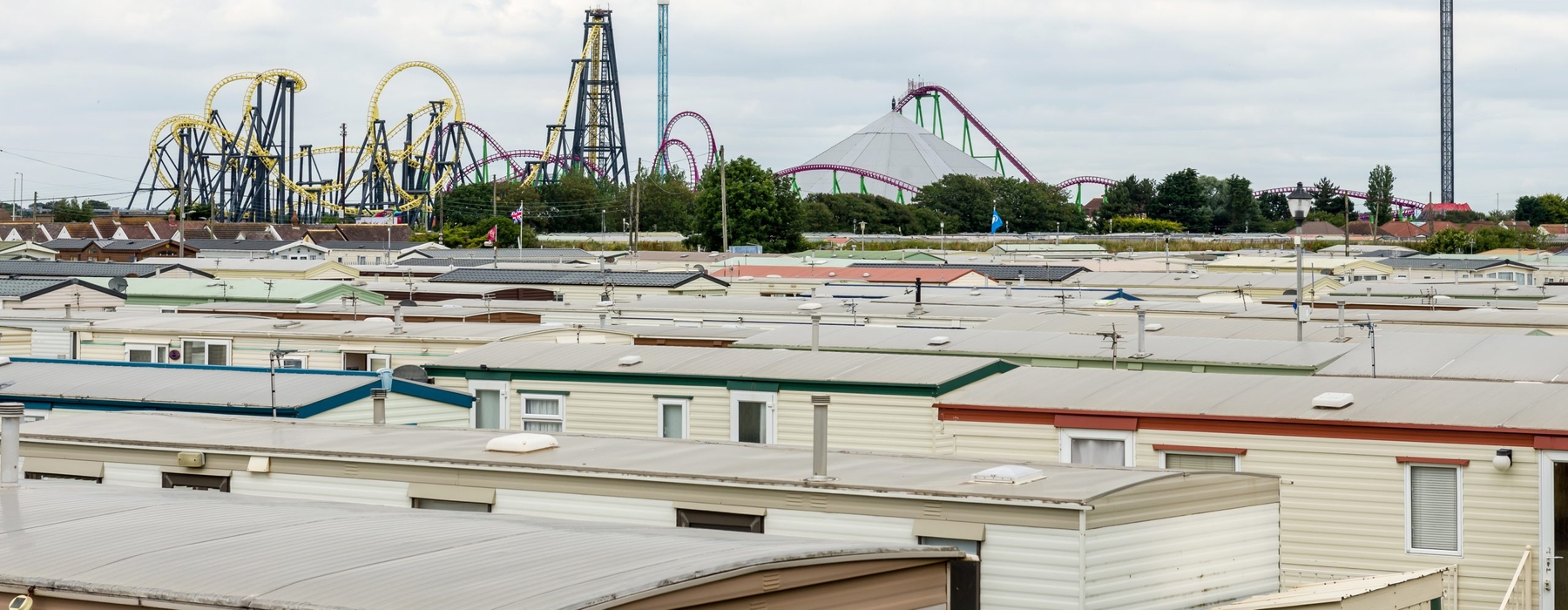 Ingoldmells caravan park with amusements in background